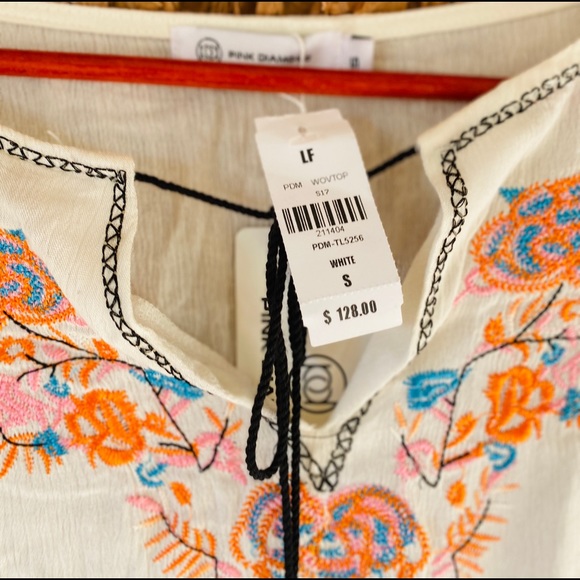 NWT Pink Diamond Bohemian Embroidered Blouse - Picture 4 of 5